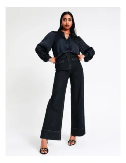 Basque Recycled Bruised Poly Satin Pintuck Top In Navy -Myer Clothing Shop 956210140 7 720x928