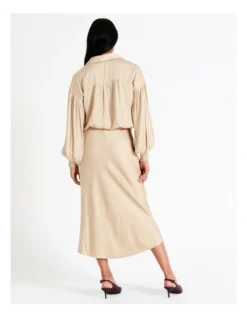 Basque Recycled Satin Slip Skirt In Beige -Myer Clothing Shop 956210590 6 720x928