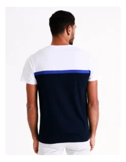 Sid Short Sleeve Engineered Stripe Tee In Blue -Myer Clothing Shop 956537110 4 720x928