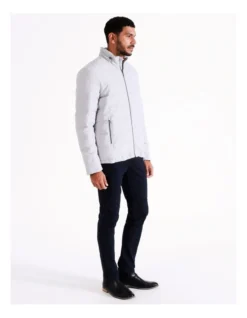 Hunter Hooded Puffer Jacket In Grey -Myer Clothing Shop 956584630 3 720x928