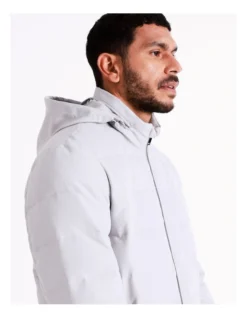 Hunter Hooded Puffer Jacket In Grey -Myer Clothing Shop 956584630 7 720x928