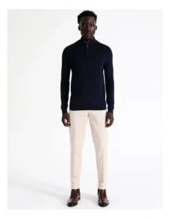 Australian Merino 1/4 Zip Knit In Navy -Myer Clothing Shop 956606230 3 720x928