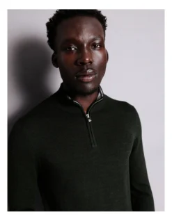 Australian Merino 1/4 Zip Knit Green -Myer Clothing Shop 956606410 3 720x928