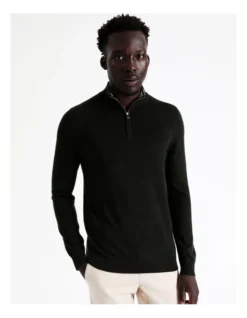 Australian Merino 1/4 Zip Knit Green -Myer Clothing Shop 956606410 5 720x928