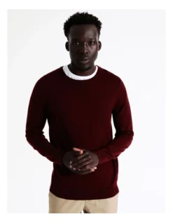 Australian Merino Crew Neck Knit In Red -Myer Clothing Shop 956607940 5 720x928