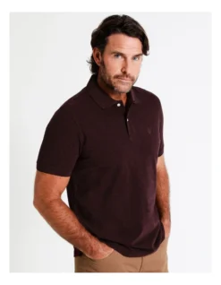 Oliver Short Sleeve Marle Polo In Red