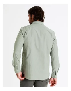 Harris Long Sleeve Stripe Shirt In Green -Myer Clothing Shop 956984140 6 720x928