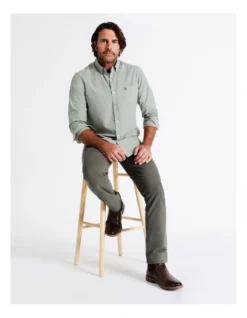 Harris Long Sleeve Stripe Shirt In Green -Myer Clothing Shop 956984140 7 720x928