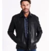 Whitehart Regular Collar Leather Jacket In Black