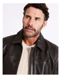 Whitehart Regular Collar Leather Jacket In Brown -Myer Clothing Shop 956987650 3 720x928