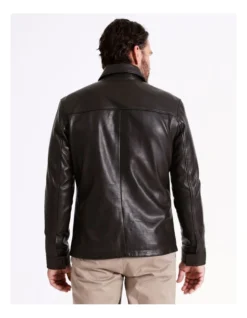 Whitehart Regular Collar Leather Jacket In Brown -Myer Clothing Shop 956987650 4 720x928