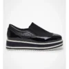 Striped Wedge Loafer In Black