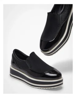 Striped Wedge Loafer In Black 10 Striped Wedge Loafer In Black -Myer Clothing Shop 957024100 5 720x928