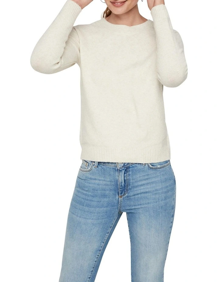 Vero Moda Doffy Long Sleeve Knit In Birch 1 Vero Moda Doffy Long Sleeve Knit In Birch