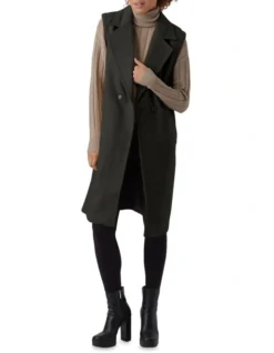 Vero Moda Spencer Long Waist Coat Peat In Black 6 Vero Moda Spencer Long Waist Coat Peat In Black -Myer Clothing Shop 957180160 3 720x928