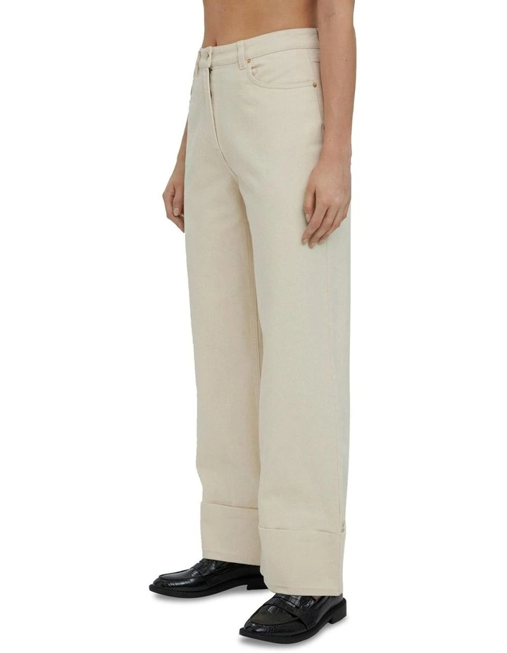 Vero Moda Kathy Wide Fold Up Jeans In Cream 2 Vero Moda Kathy Wide Fold Up Jeans In Cream - Image 2