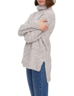 Vero Moda Manna Long Sleeve High Neck Knit In Birch