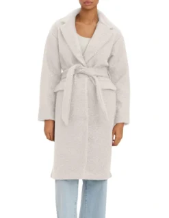Vero Moda Garbo Long Coat In Cream
