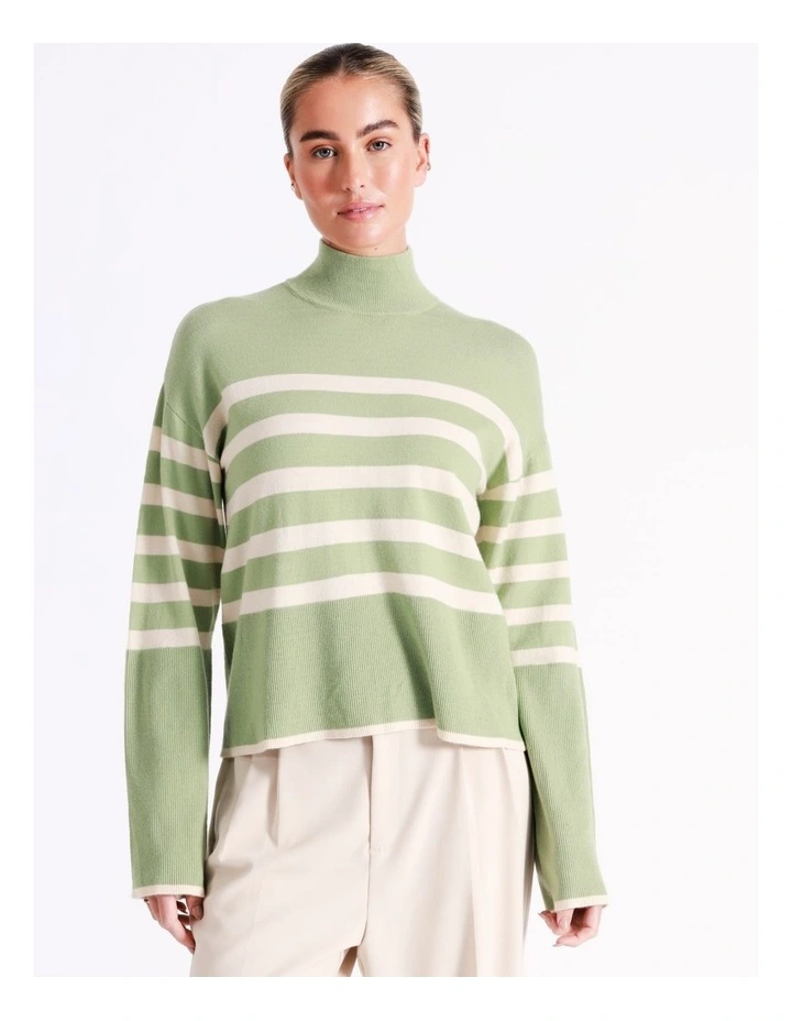Vero Moda Happiness Long Sleeve Highneck Pullover In Green Multi 4 Vero Moda Happiness Long Sleeve Highneck Pullover In Green Multi - Image 4