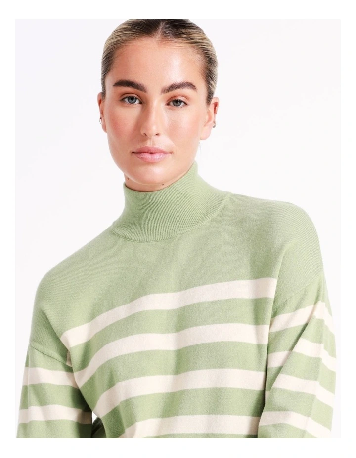 Vero Moda Happiness Long Sleeve Highneck Pullover In Green Multi 5 Vero Moda Happiness Long Sleeve Highneck Pullover In Green Multi - Image 5