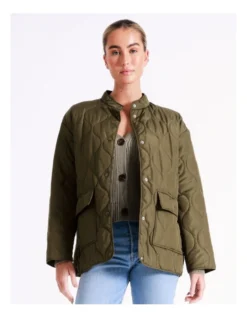 Vero Moda Felicity Quilted Jacket In Green 9 Vero Moda Felicity Quilted Jacket In Green -Myer Clothing Shop 957193030 3 720x928