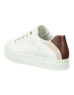 Gant Avona Leather Sneaker In White/Cognac -Myer Clothing Shop 957206080 4 720x928