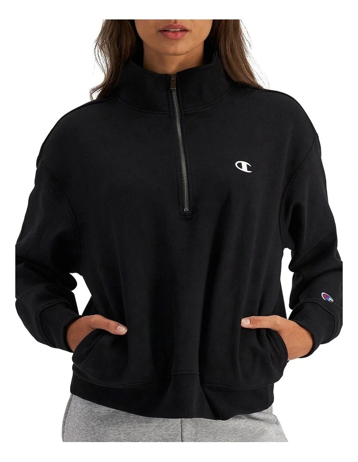 Champion Rochester Base Quarter Zip In Black 1 Champion Rochester Base Quarter Zip In Black