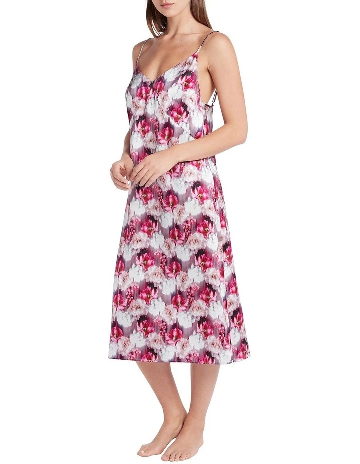 Mylene Silk Sleep Dress In Pink Multi 2 Mylene Silk Sleep Dress In Pink Multi - Image 2