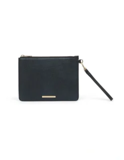 Ares Leather Pouch In Black Metallic