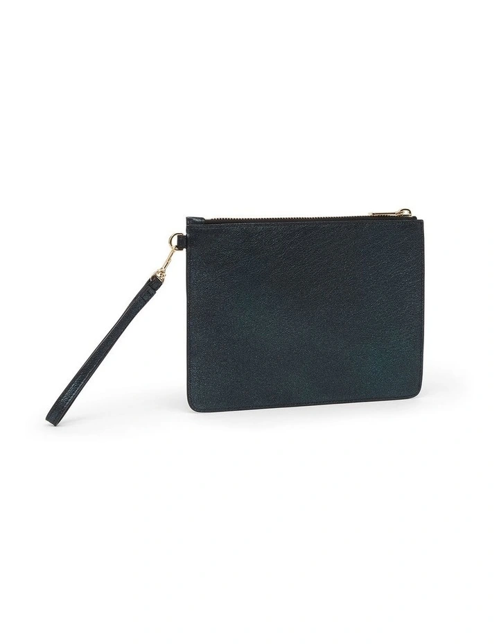 Ares Leather Pouch In Black Metallic 2 Ares Leather Pouch In Black Metallic - Image 2