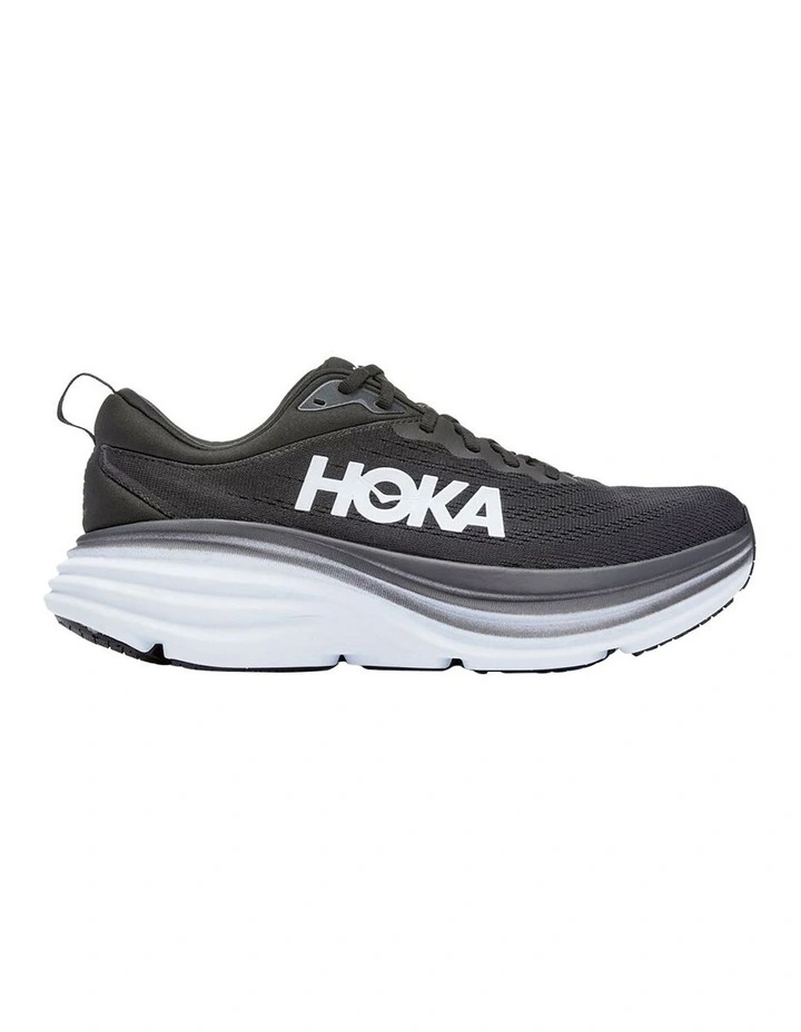 Hoka One One Bondi 8 Mens Running Shoes In Black/White 1 Hoka One One Bondi 8 Mens Running Shoes In Black/White