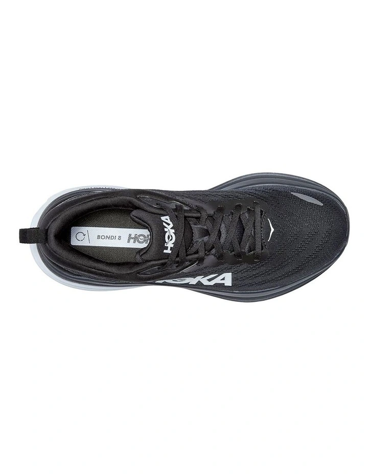 Hoka One One Bondi 8 Mens Running Shoes In Black/White 3 Hoka One One Bondi 8 Mens Running Shoes In Black/White - Image 3