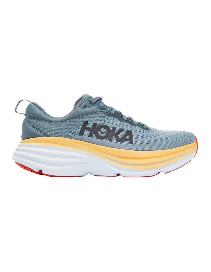 Hoka One One Bondi 8 Mens Running Shoes In Grey/Yellow 1 Hoka One One Bondi 8 Mens Running Shoes In Grey/Yellow