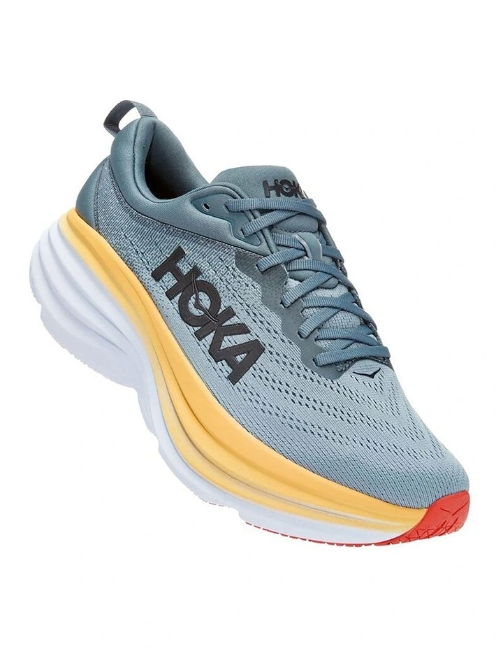Hoka One One Bondi 8 Mens Running Shoes In Grey/Yellow 2 Hoka One One Bondi 8 Mens Running Shoes In Grey/Yellow - Image 2
