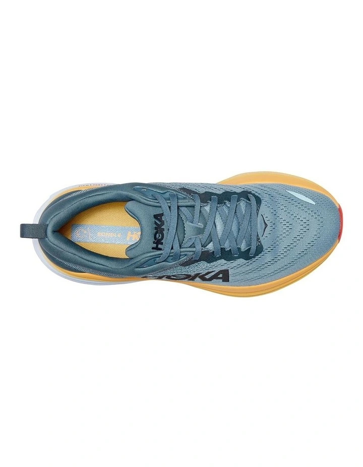 Hoka One One Bondi 8 Mens Running Shoes In Grey/Yellow 3 Hoka One One Bondi 8 Mens Running Shoes In Grey/Yellow - Image 3