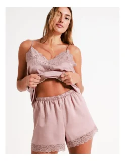 Chloe & Lola Satin Cami Lace Boxer Set In Dusty Pink -Myer Clothing Shop 958165120 6 720x928