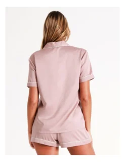 Chloe & Lola Satin Short Sleeve PJ Set In Dusty Pink -Myer Clothing Shop 958165210 6 720x928