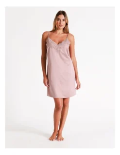 Chloe & Lola Satin Lace Chemise In Dusty Pink -Myer Clothing Shop 958165390 7 720x928