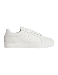Calvin Klein Leather Cupsole Sneaker In Triple White