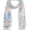 Soft Floral Print Scarf In Blue