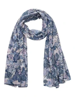 Butterfly Print Scarf In Blue