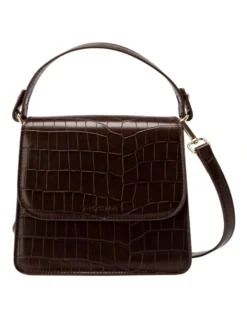 Bindi Croc-Embossed Crossbody In Chocolate