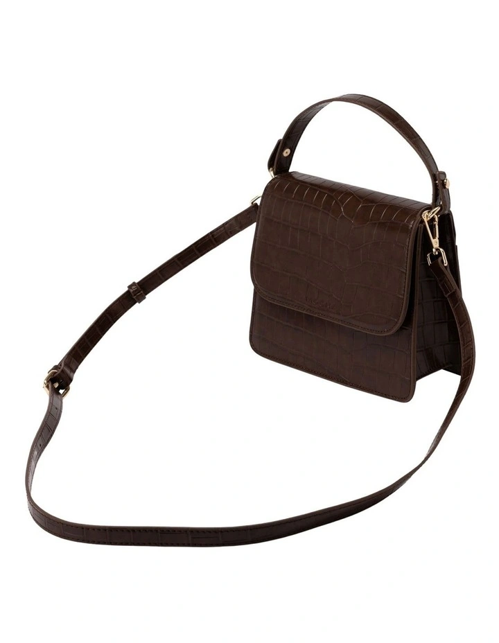 Bindi Croc-Embossed Crossbody In Chocolate 4 Bindi Croc-Embossed Crossbody In Chocolate - Image 4