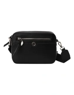 Cindi Box Crossbody Bag Fabric Strap In Black