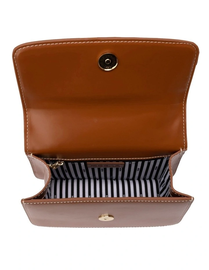 Alicia Glossy Leather Crossbody In Brown 3 Alicia Glossy Leather Crossbody In Brown - Image 3