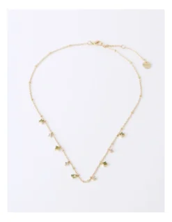 Fine Charm Necklace In Gold/Olive