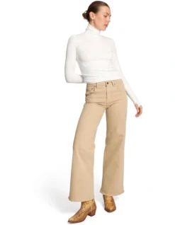 Keith Wide Leg Cargo Jeans In Sand