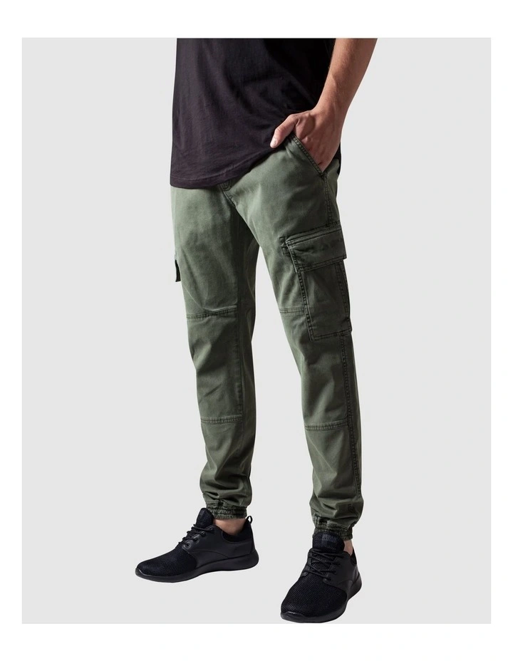 URBAN CLASSICS Washed Cargo Twill Jogging Pants In Olive 1 URBAN CLASSICS Washed Cargo Twill Jogging Pants In Olive