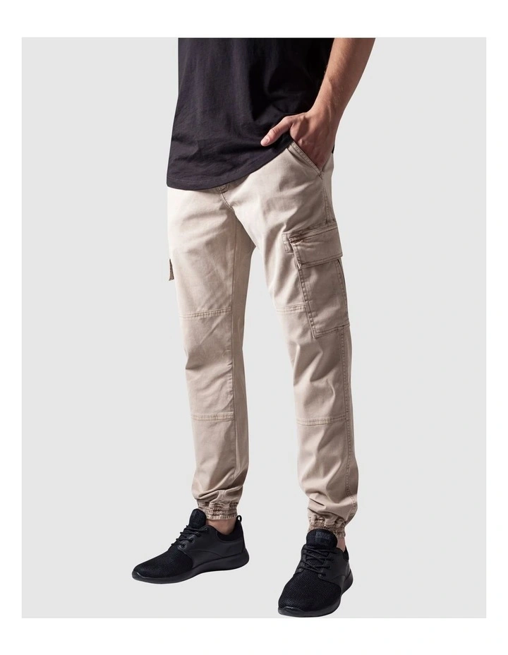 URBAN CLASSICS Washed Cargo Twill Jogging Pants In Sand 1 URBAN CLASSICS Washed Cargo Twill Jogging Pants In Sand