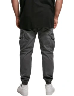 URBAN CLASSICS Washed Cargo Twill Jogging Pants In Dark Shadow -Myer Clothing Shop 959638960 3 720x928
